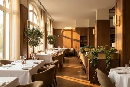 Concept and spec work. Dining room photographed in warm evening light.