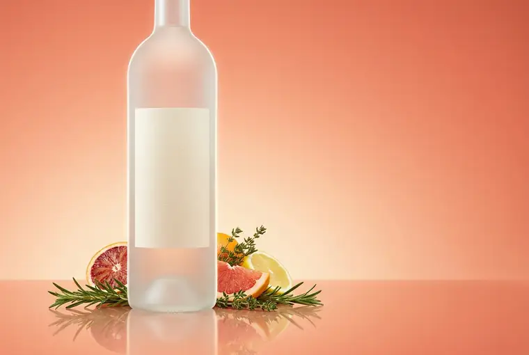 Concept and spec work. Packaged product on a warm surface with the label legible.